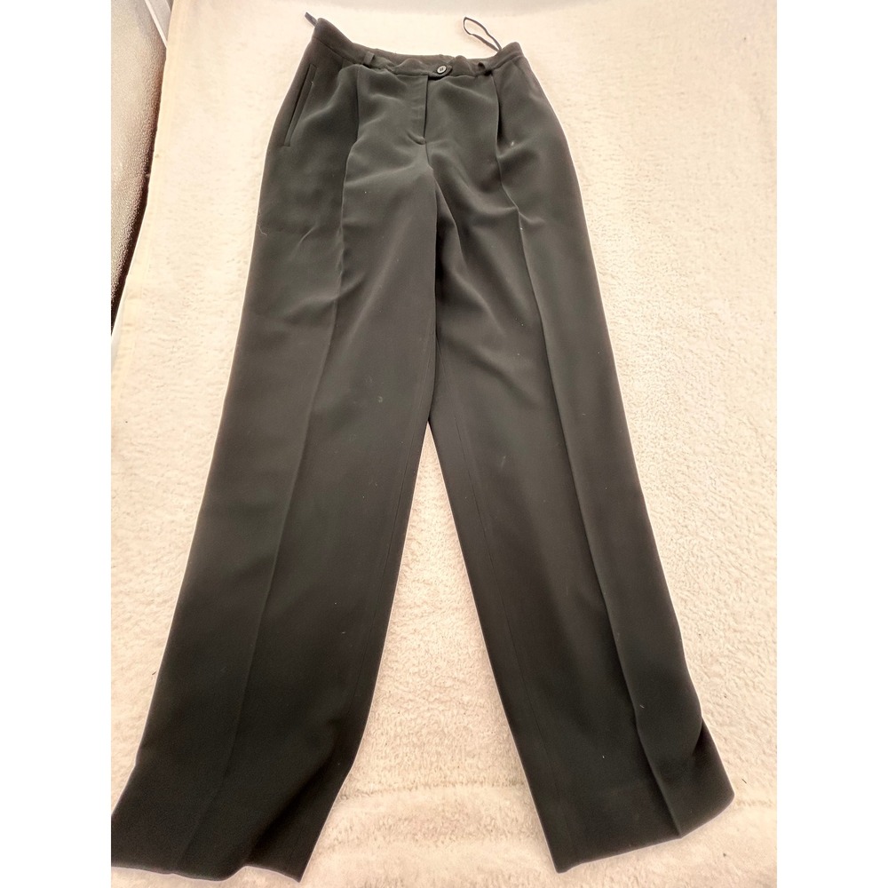 Jones New York Womens Black High Rise Wide Leg Pleated Dress Pants Size 14 Lined